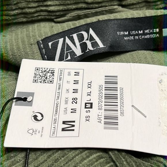 Zara Olive Green Corduroy Oversize Button Up Vest Jacket Unisex Sz M NWT - Picture 6 of 11